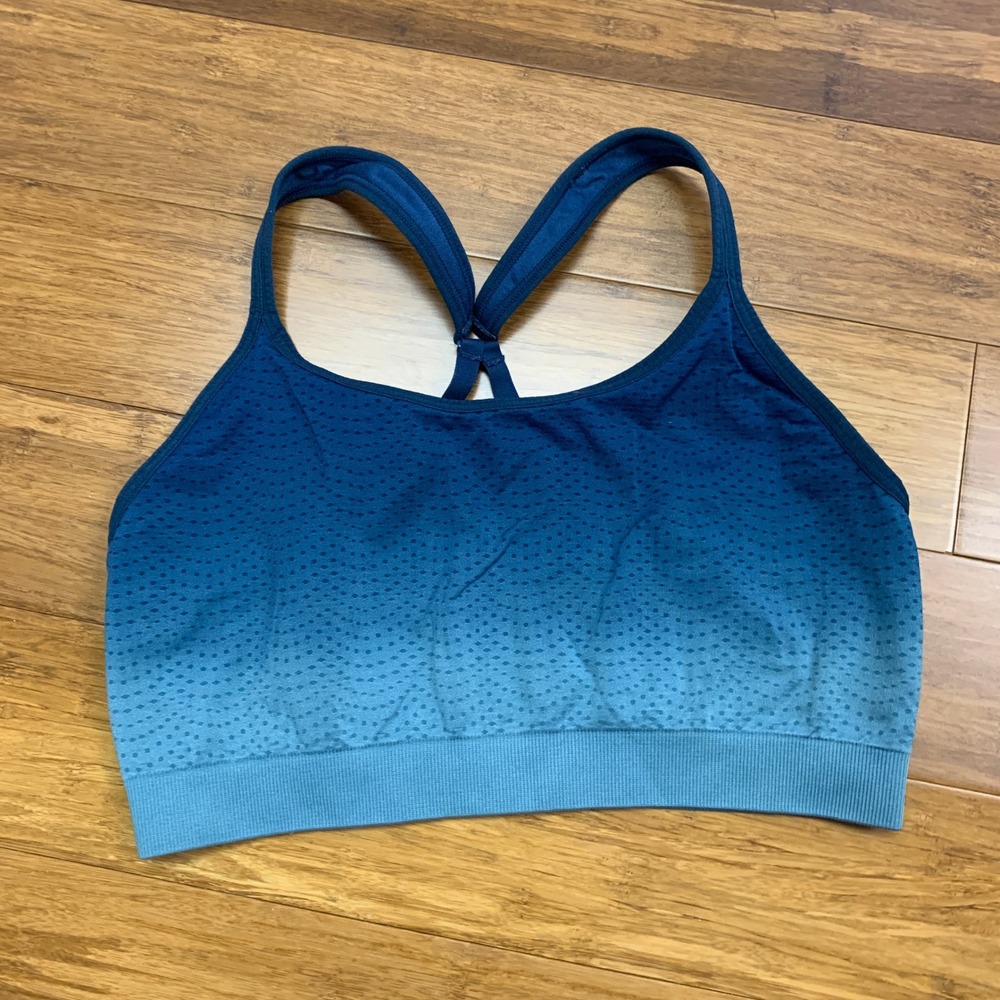Champion Sports Bra Womens Size Small Blue Ombre Seamless Racerback Athletic Top